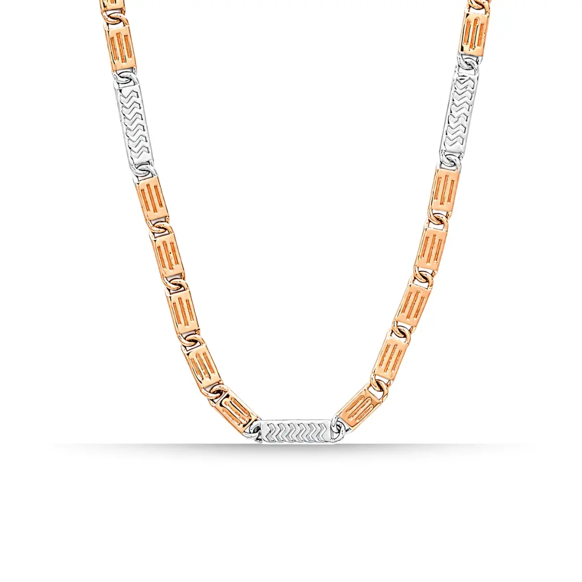 925 Sterling Silver Chain Two Tone Design For Men